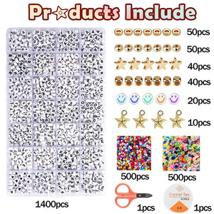 2400pcs Acrylic Alphabet Beads Bracelet Making Kit DIY Necklace