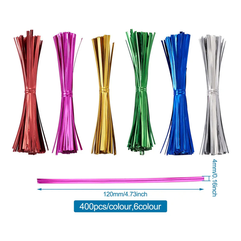 2400pcs Plastic Wire Twist Ties for Bag Packaging Lollipop Sealing