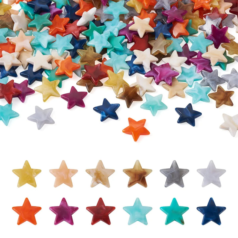 240Pcs 12 Colors Stone Acrylic Beads Star Charm Bead For DIY Jewelry