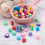 240Pcs Polymer Clay Beads Round Heart Flower Star Mixed 30pcs/Style