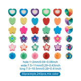 240Pcs Polymer Clay Beads Round Heart Flower Star Mixed 30pcs/Style