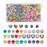 240Pcs Polymer Clay Beads Round Heart Flower Star Mixed 30pcs/Style