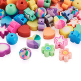 240Pcs Polymer Clay Beads Round Heart Flower Star Mixed 30pcs/Style