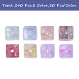 240Pcs Mixed Cube Crackle Glass Beads 6mm Faceted Square Loose Spacer Bead
