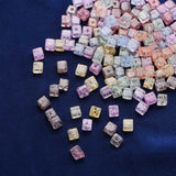 240Pcs Mixed Cube Crackle Glass Beads 6mm Faceted Square Loose Spacer Bead