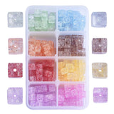 240Pcs Mixed Cube Crackle Glass Beads 6mm Faceted Square Loose Spacer Bead