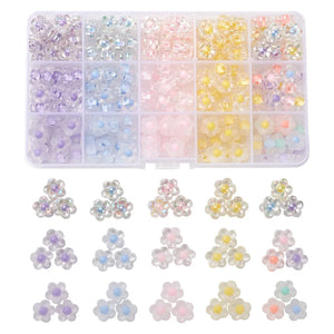 240Pcs Daisy Acrylic Loose Beads 15 Colors DIY Earrings Hair Band