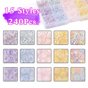 240Pcs Daisy Acrylic Loose Beads 15 Colors DIY Earrings Hair Band