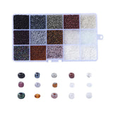 240g Mixed Glass Seed Beads Irregular Round 15 Colors for Jewelry Making DIY