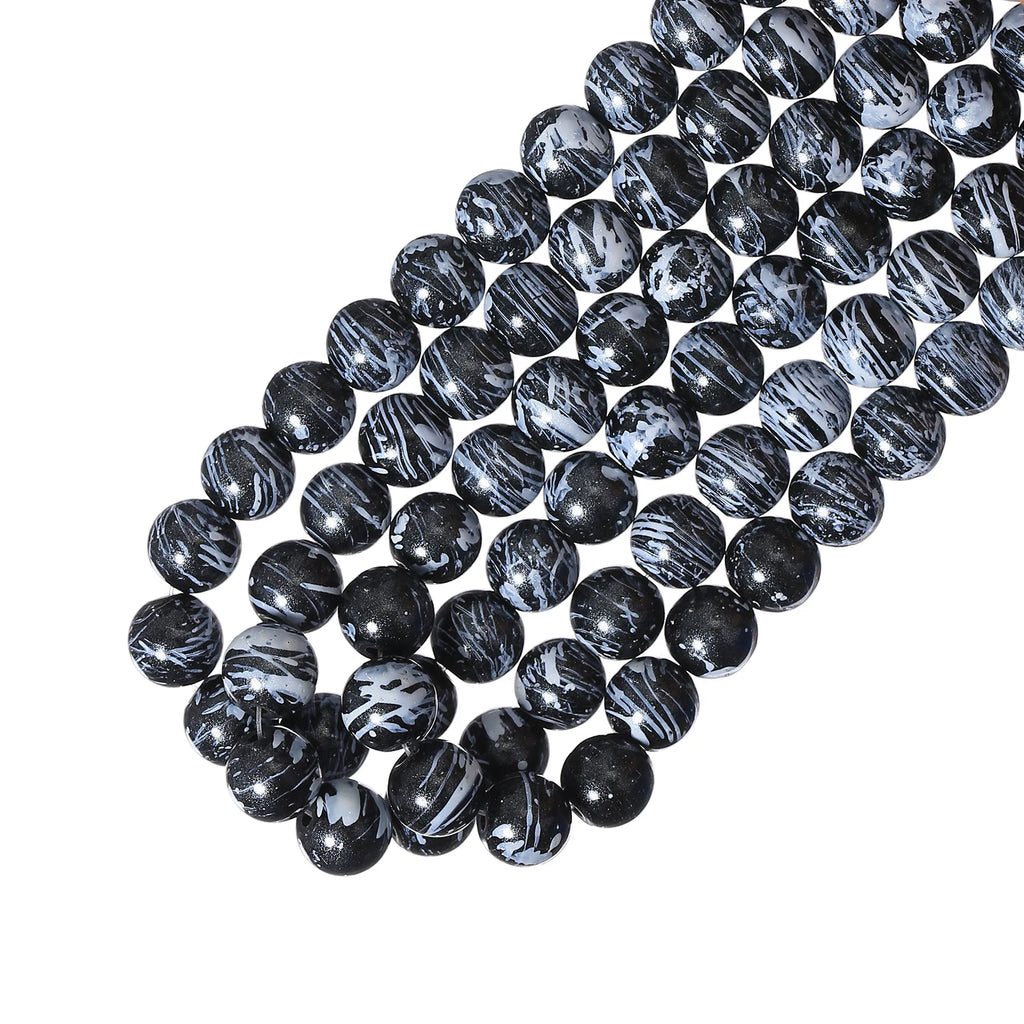 240pcs 10mm Brush Floral Glass Beads for DIY Bracelet Bangle Making