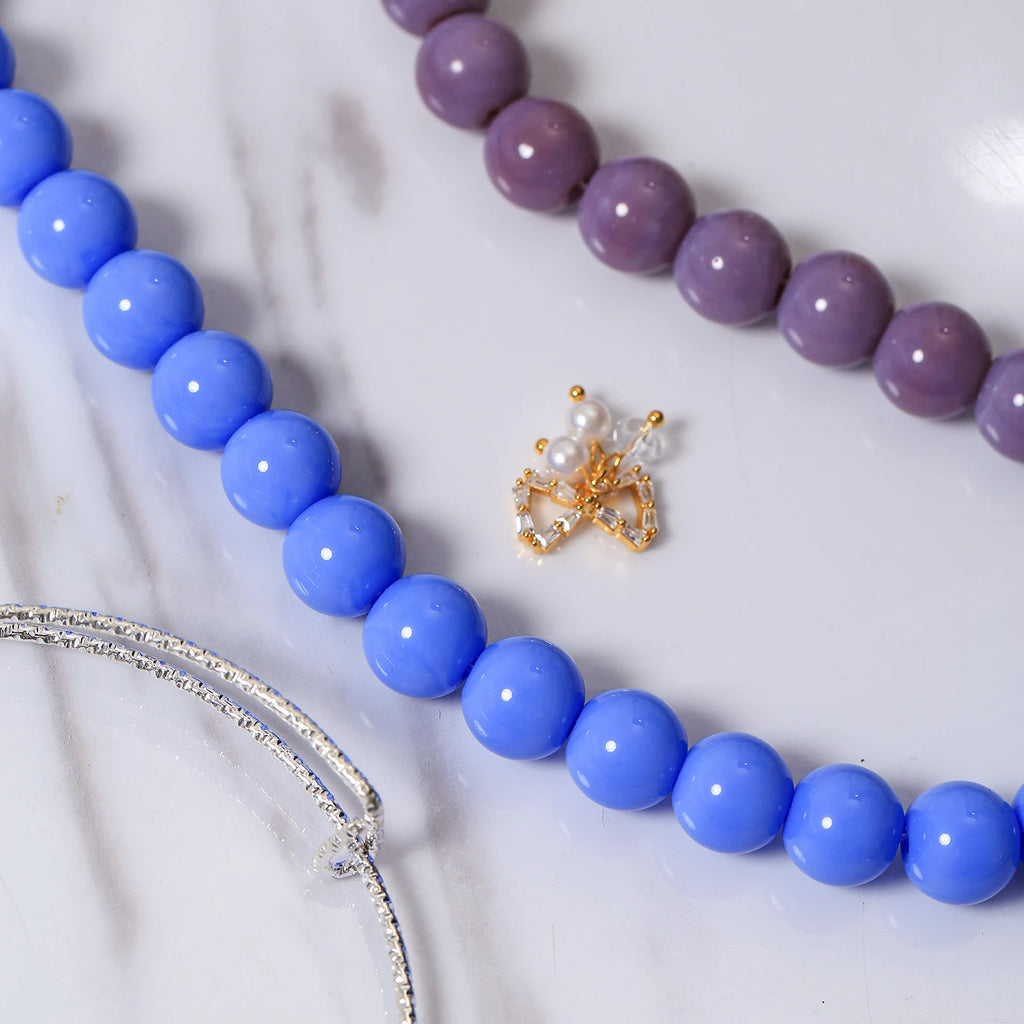 240pcs 10mm Glass Beads Gemstone Imitation in 9 Colors for DIY Bracelets