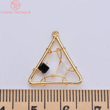 4PCS 18MM 24K Plated Brass Triangle Beads Charms Pendants DIY Jewelry Findings