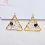 4PCS 18MM 24K Plated Brass Triangle Beads Charms Pendants DIY Jewelry Findings