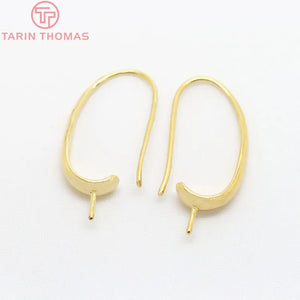 10PCS 24K Plated Brass Half Hole Beads Earring Hooks
