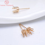 10PCS 4MM Bead Champagne Brass Stud Earrings Pins DIY Jewelry Accessories