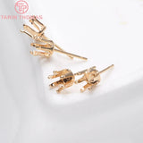 10PCS 4MM Bead Champagne Brass Stud Earrings Pins DIY Jewelry Accessories