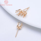 10PCS 4MM Bead Champagne Brass Stud Earrings Pins DIY Jewelry Accessories