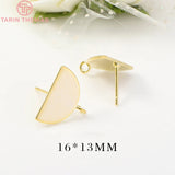 6PCS 24K Gold-Plated Brass Stud Earrings for DIY Jewelry Making