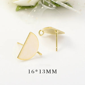 6PCS 24K Gold-Plated Brass Stud Earrings for DIY Jewelry Making
