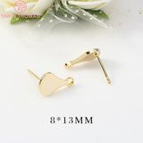 6PCS 24K Gold-Plated Brass Stud Earrings for DIY Jewelry Making