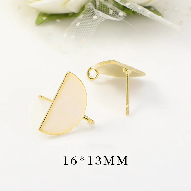 6PCS 24K Gold-Plated Brass Stud Earrings for DIY Jewelry Making