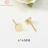 6PCS 24K Gold-Plated Brass Stud Earrings for DIY Jewelry Making