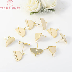 6PCS 24K Gold-Plated Brass Stud Earrings for DIY Jewelry Making