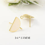 6PCS 24K Gold-Plated Brass Stud Earrings for DIY Jewelry Making