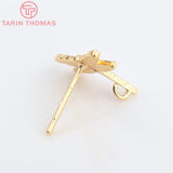 10PCS 16x11MM 24k Brass Dragonfly Stud Earrings High Diy Accessories