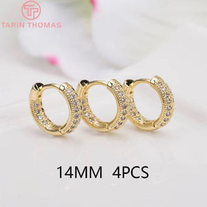 24K Brass Zircon Hoop Earrings DIY Jewelry Findings