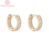 24K Brass Zircon Hoop Earrings DIY Jewelry Findings