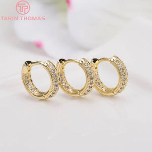 24K Brass Zircon Hoop Earrings DIY Jewelry Findings