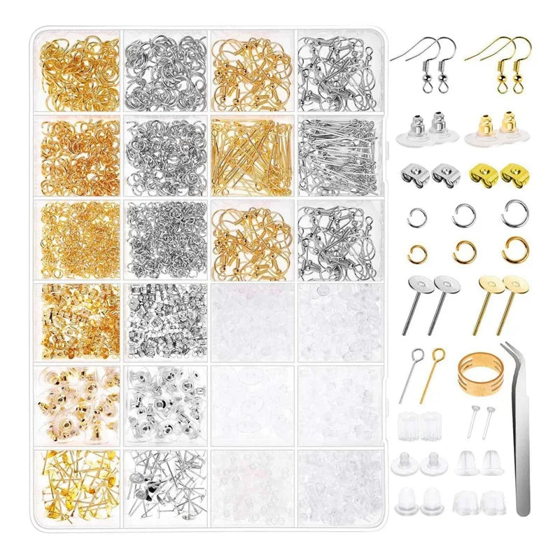 Earring Making Kit - 2480Pcs Hooks, Findings, Backs, Posts, Jump Rings