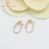 12PCS 7x14MM 24K Plated Brass Earrings Hooks