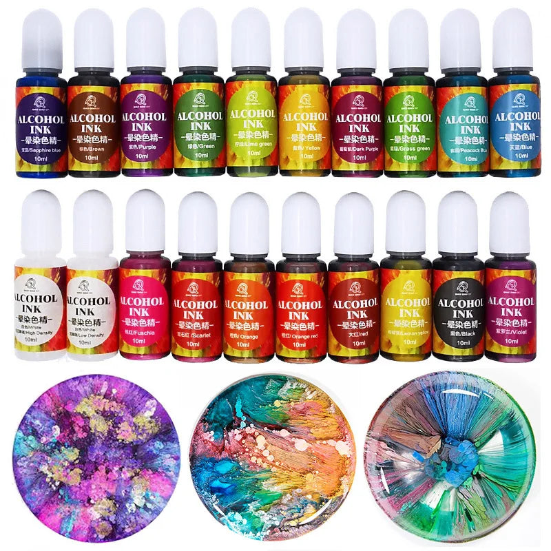24Colors Alcohol Ink Set for Resin Kit Liquid Colorant DIY Mold Making