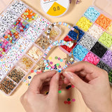 6mm Flat Round Polymer Clay Beads Set for DIY String Bead Jewelry Making