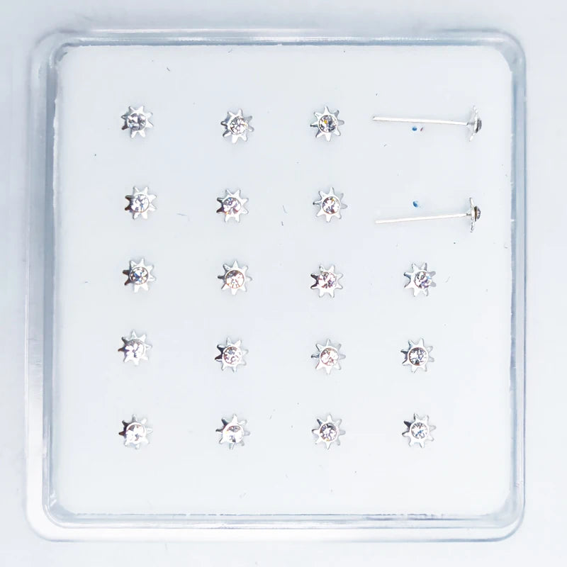 24G Sun Flower Nose Bone 925 Sterling Silver Nose Stud Rings Piercing