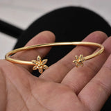 24K Dubai Ethiopian Zircon Cuff Bangles Women Wedding Jewelry Bracelet