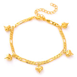 Ethiopia Africa Heart Shaped Anklet Bracelet 24K Plated Charm Wedding Party Gift
