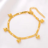 Ethiopia Africa Heart Shaped Anklet Bracelet 24K Plated Charm Wedding Party Gift