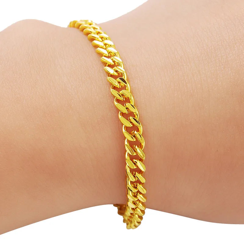 24K Cuban Plated Bracelet for Women & Men's Jewelry
