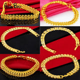 24K Brass Link Bracelet Women's Alluvial Chain Wrist Jewelry