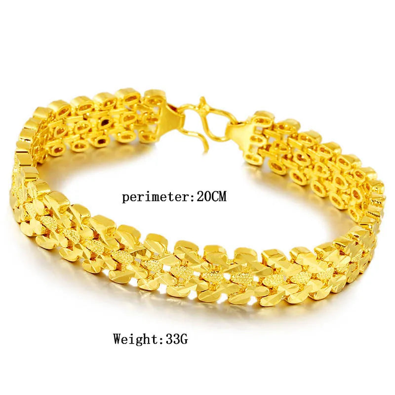 24K Brass Link Bracelet Women's Alluvial Chain Wrist Jewelry