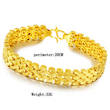 24K Brass Link Bracelet Women's Alluvial Chain Wrist Jewelry