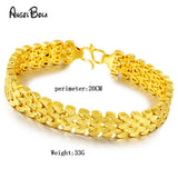 24K Brass Link Bracelet Women's Alluvial Chain Wrist Jewelry