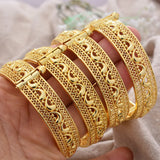 24K Dubai Bangles for Women Bride Wedding Flower Bracelet Bijoux Africaine
