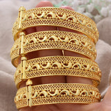 24K Dubai Bangles for Women Bride Wedding Flower Bracelet Bijoux Africaine