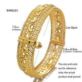24K Dubai Bangles for Women Bride Wedding Flower Bracelet Bijoux Africaine