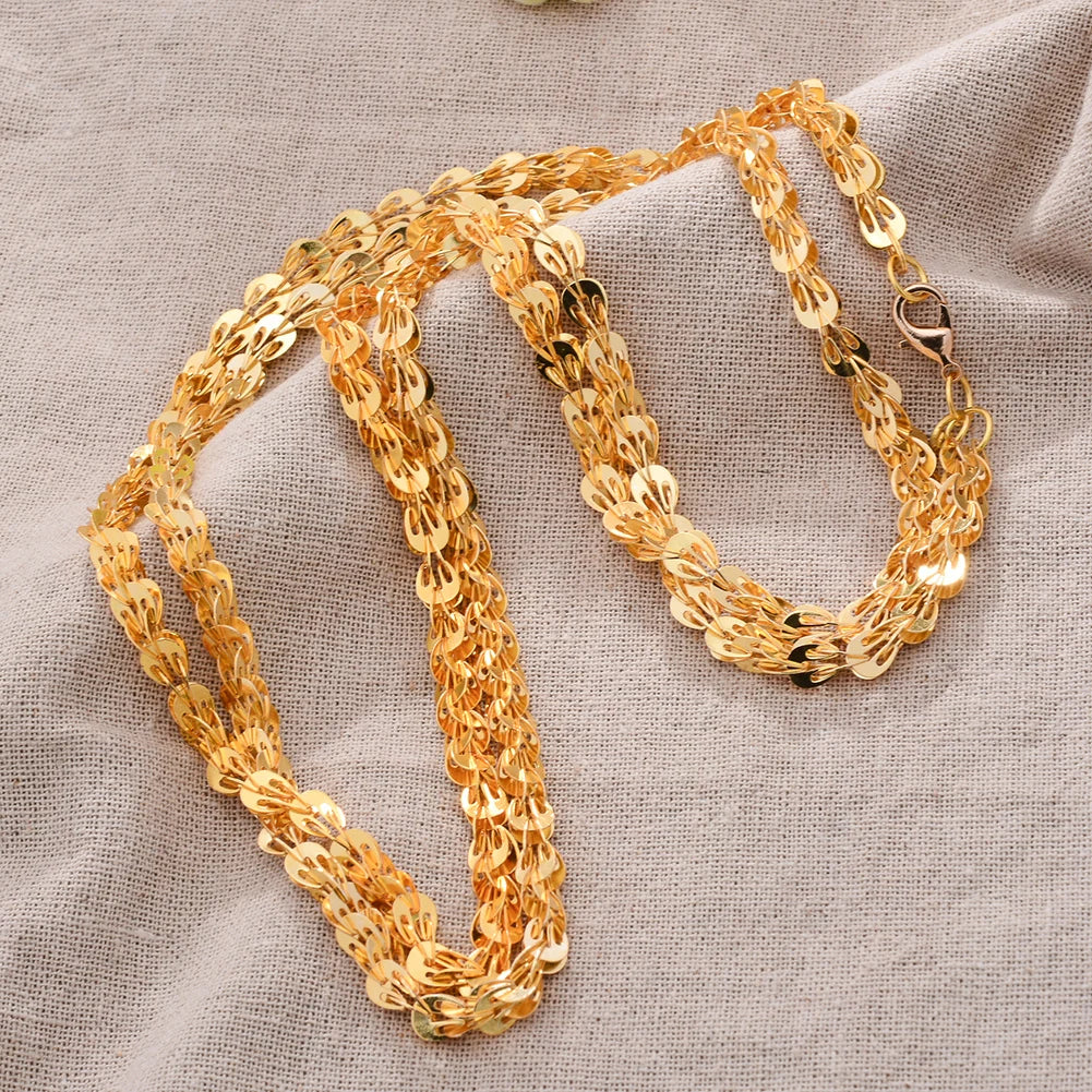 24K Dubai 120cm Necklace Chain For Women Wedding Bird Feather Ornament Chain