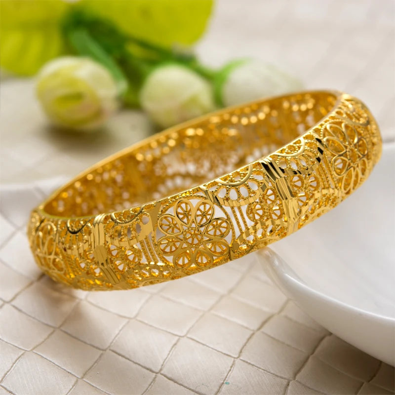 24K Flower Bangles for Girls Kids Dubai Egyptian Indian Saudi Bangles